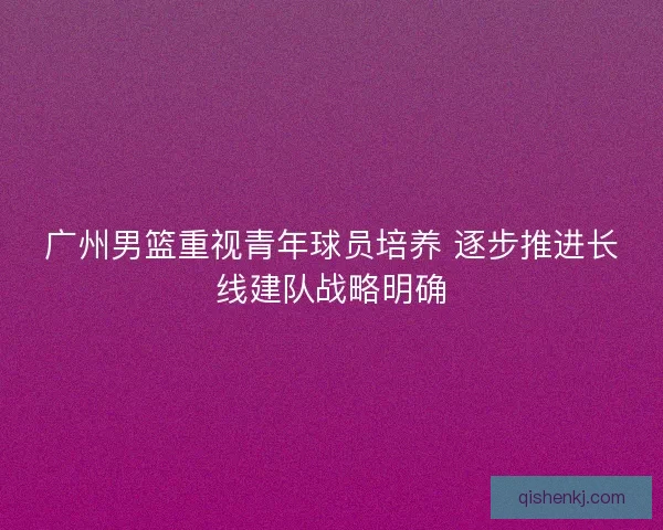 广州男篮重视青年球员培养 逐步推进长线建队战略明确