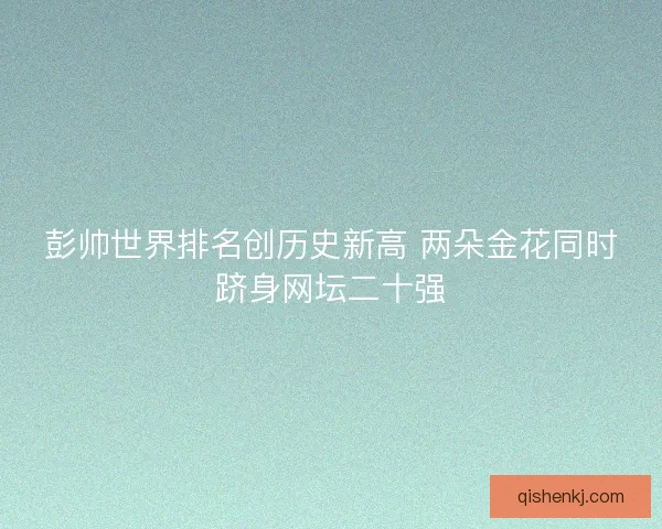 彭帅世界排名创历史新高 两朵金花同时跻身网坛二十强